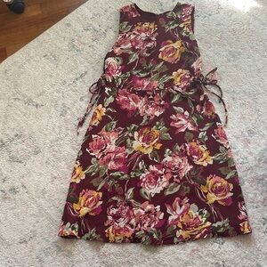 Kimchi Blue Burgundy Floral Midi Dress